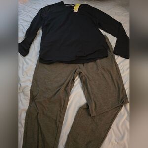 Jogger Set Black Long Sleeve Top Lounge Pants Set XL
